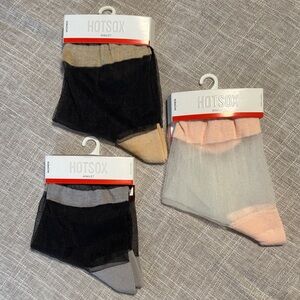 HotSox Women's Sheer Anklet Ankle Socks 3 Pair Size 9-11 NWT